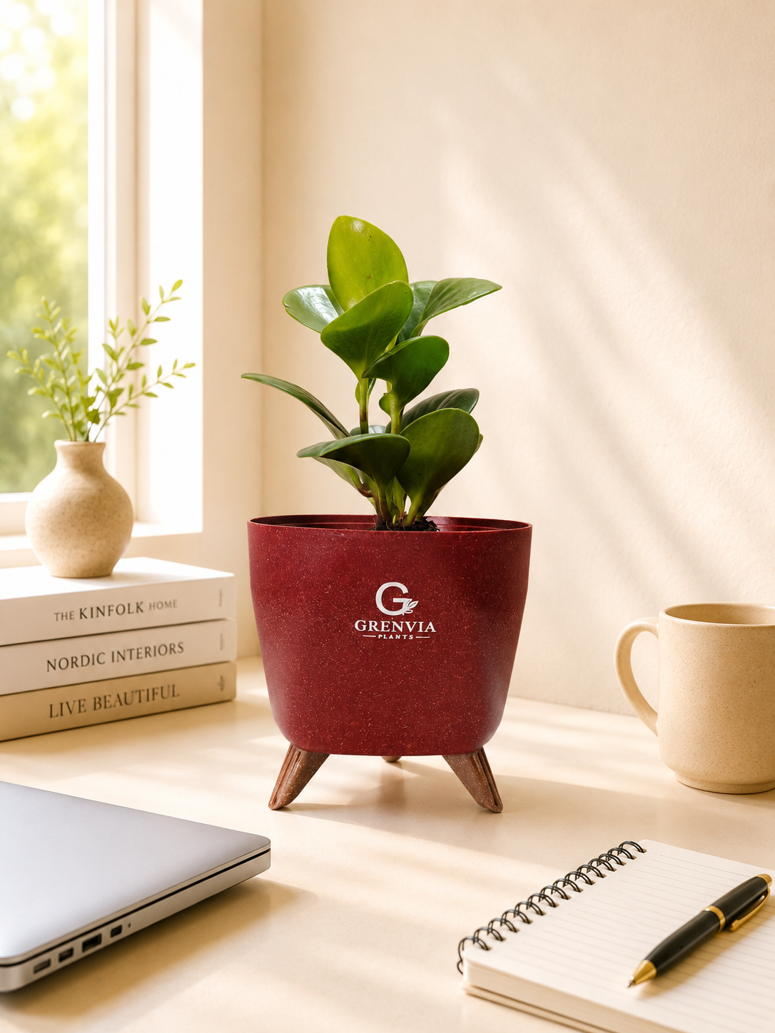 Peperomia Green-Tripod Stand Eco Planter