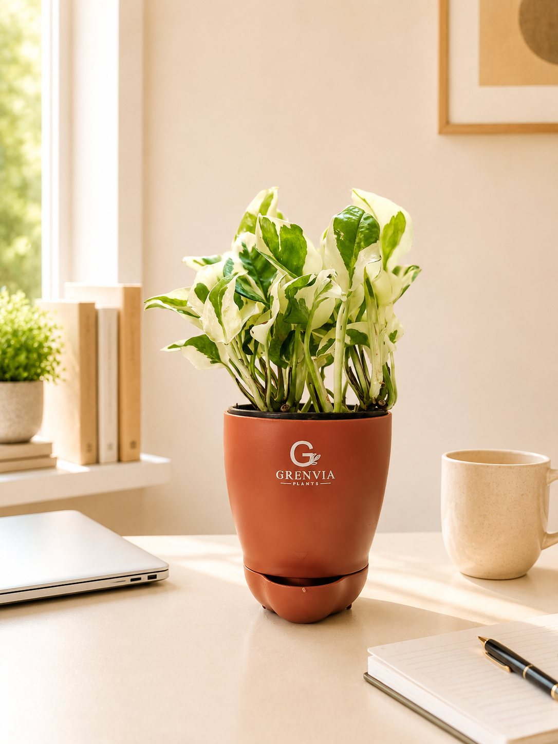 Marble Queen Money Plant- Self watering planter
