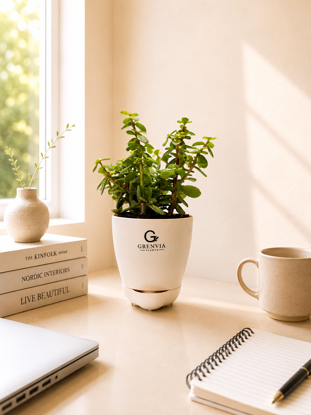 Jade Plant in Grenvia Self-Watering Planter