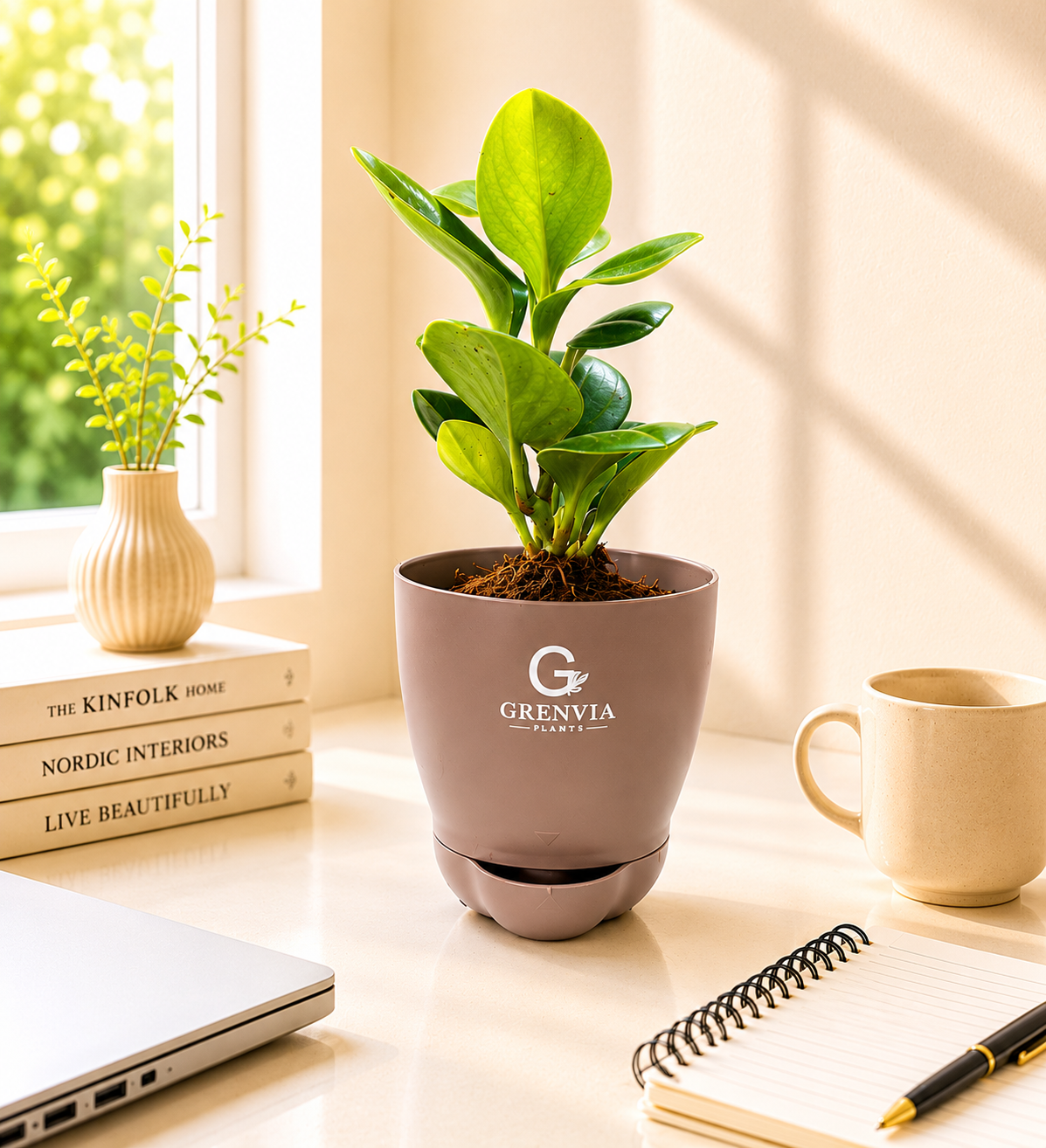 🌿 Peperomia Green Self-Watering Plant