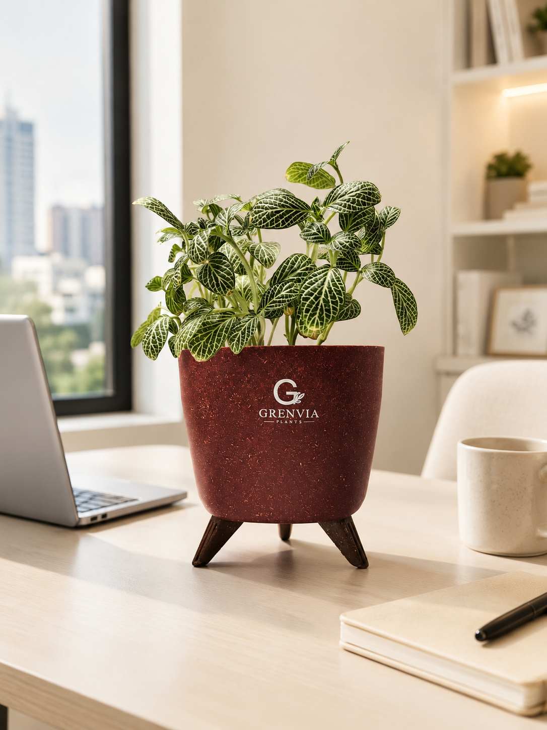 Fittonia Plant- Tripod Stand Eco planter