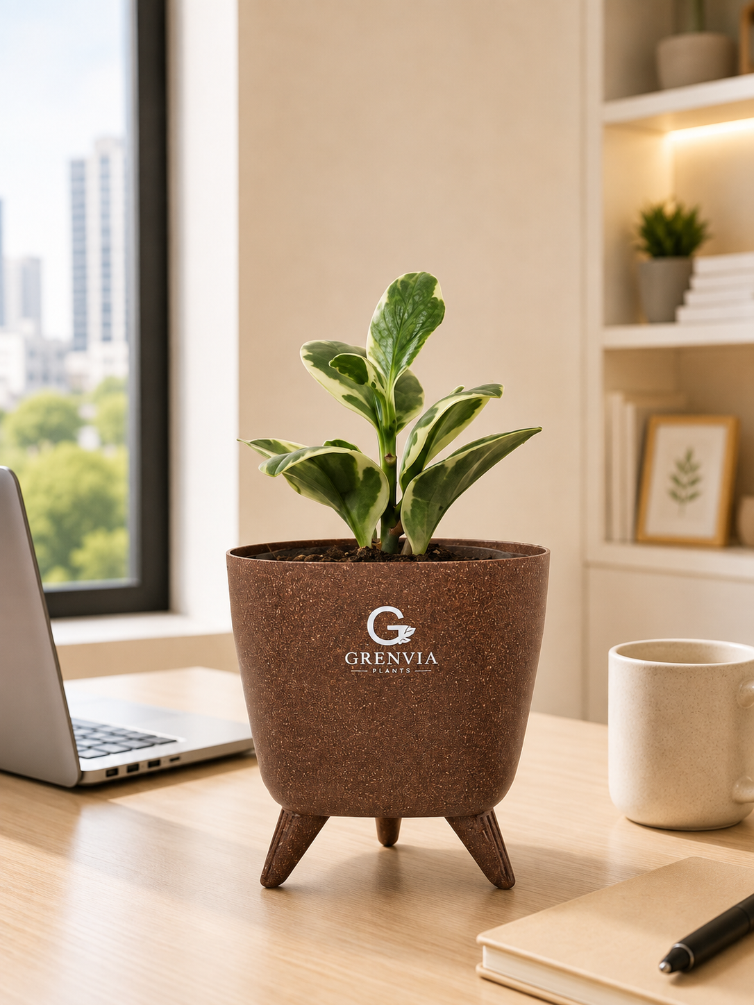 Peperomia Variegated-Tripod Stand Planters