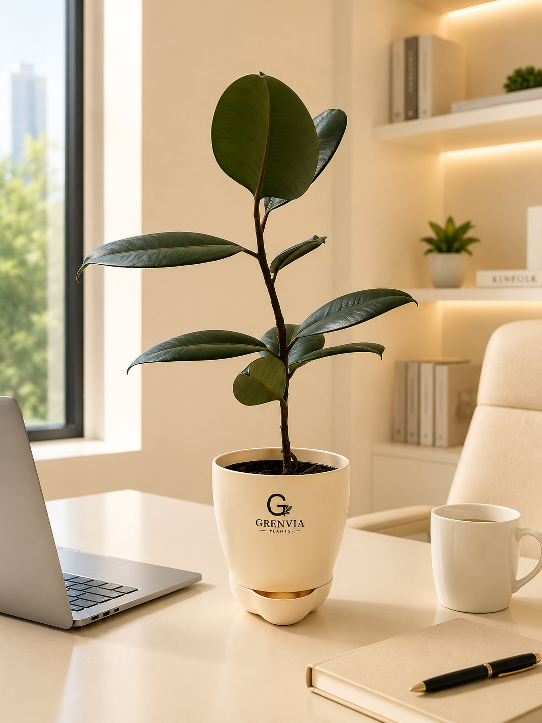Rubber Plant- Self watering planter