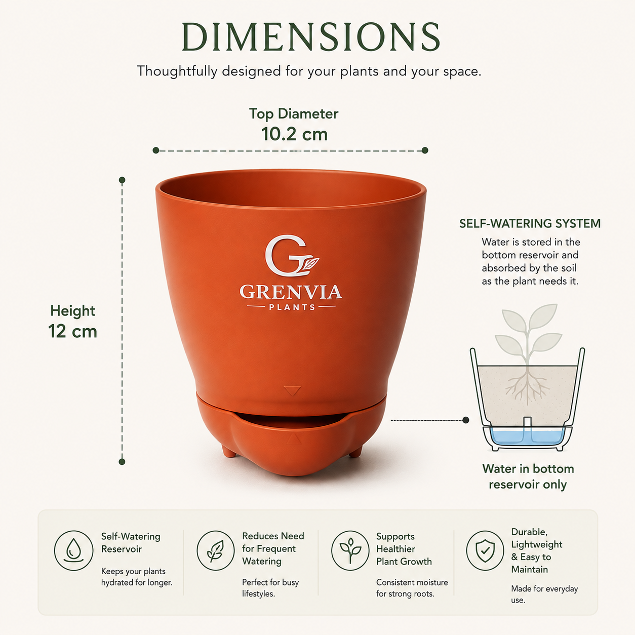 Grenvia AquaEase™ Self-Watering Planter set of three