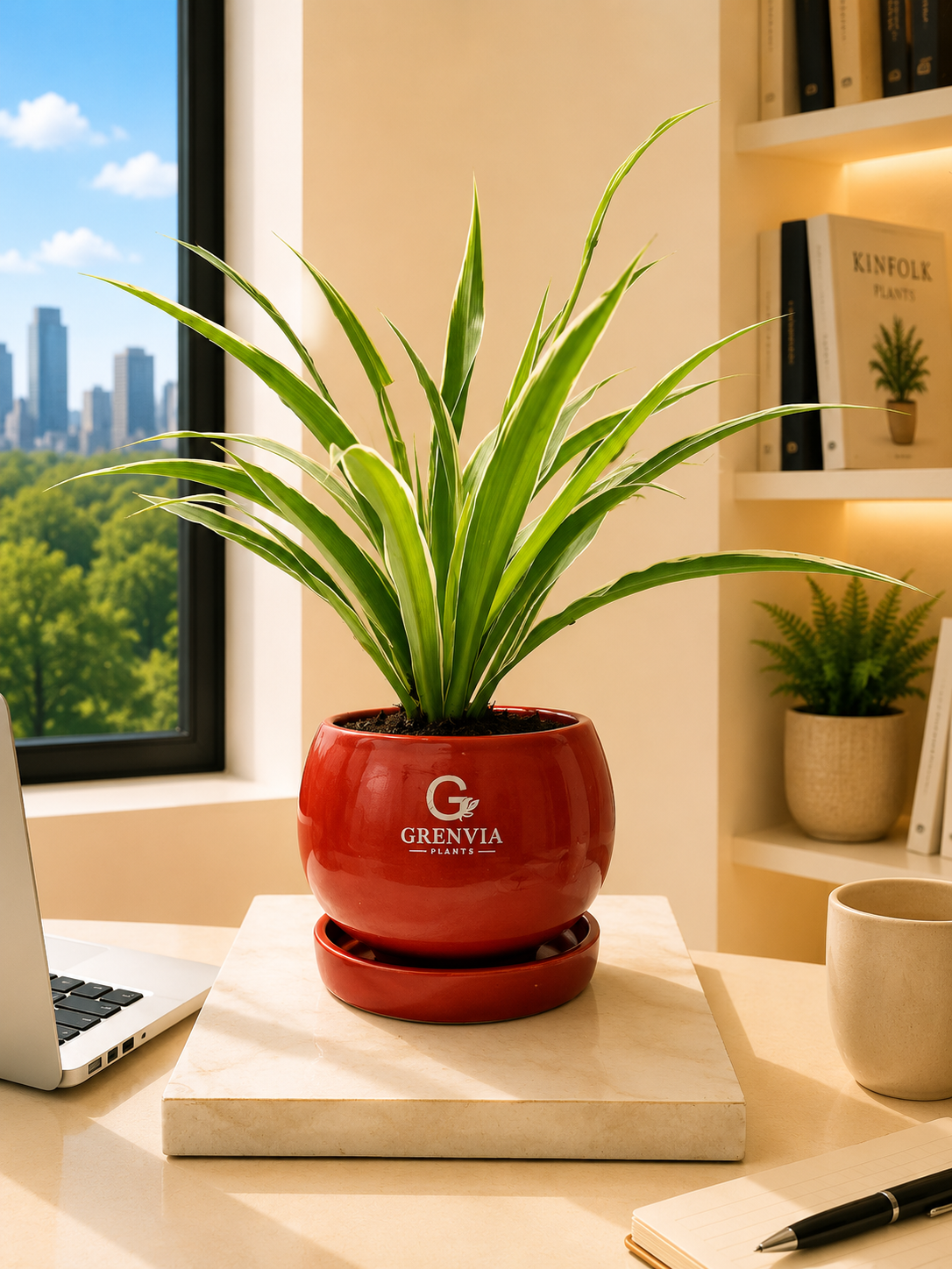 Spider Plant- Round  Ceramic Premium Planters