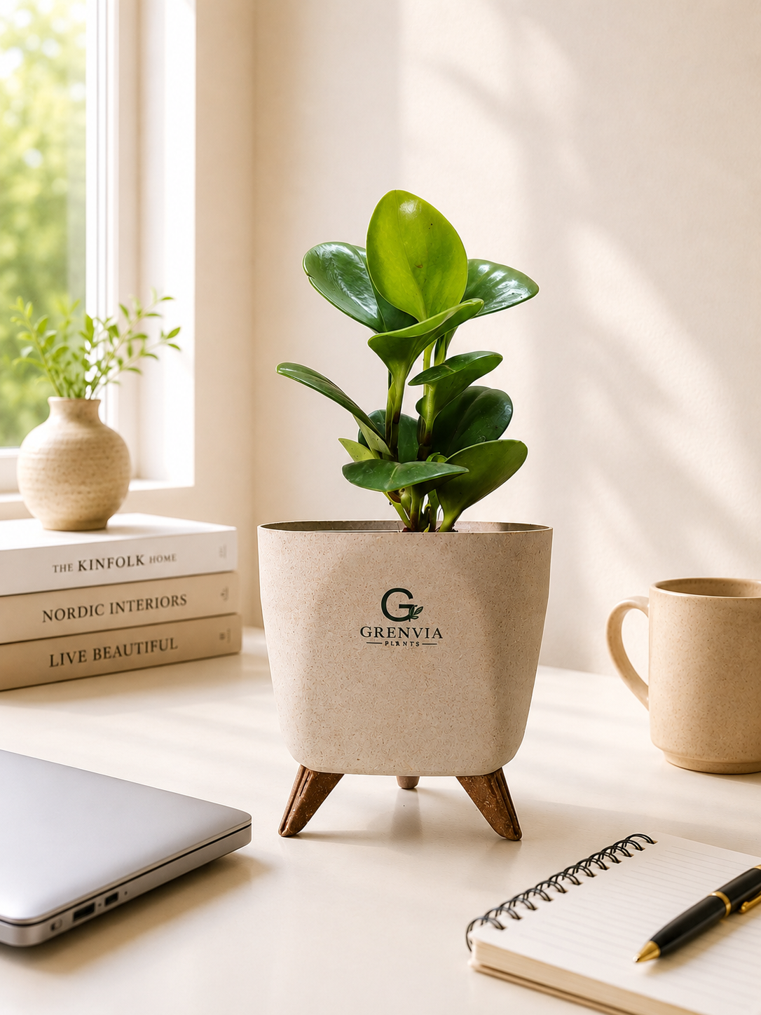 Peperomia Green-Tripod Stand Eco Planter