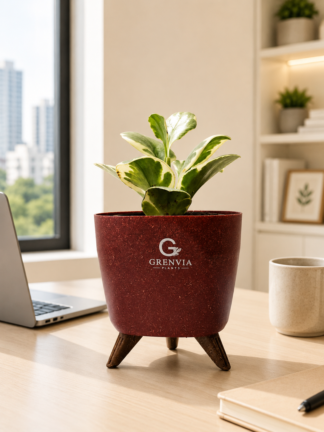 Peperomia Variegated-Tripod Stand Planters