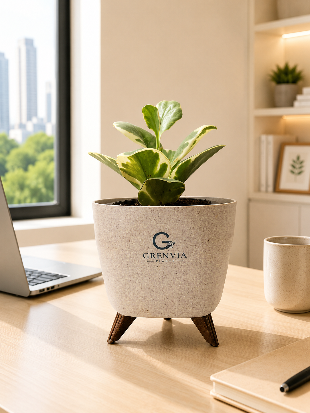 Peperomia Variegated-Tripod Stand Planters