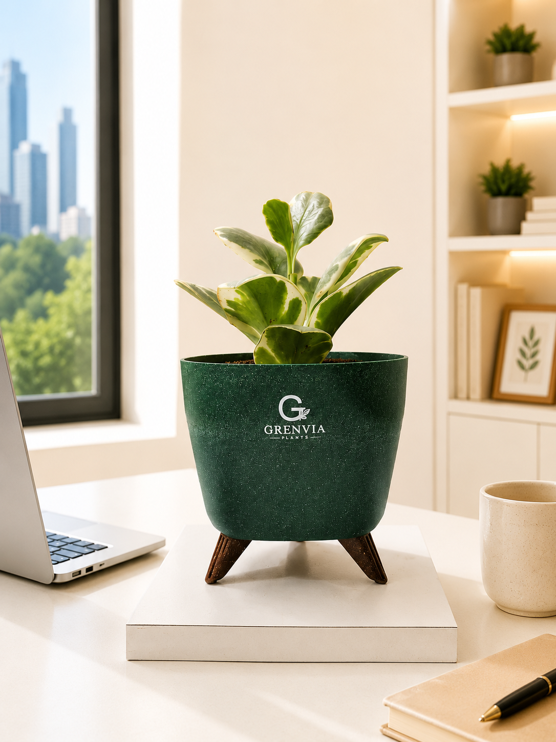 Peperomia Variegated-Tripod Stand Planters