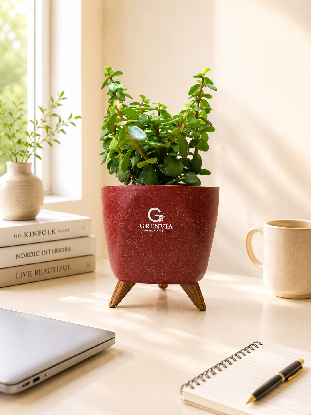 Jade Plant-Tripod Stand Planter