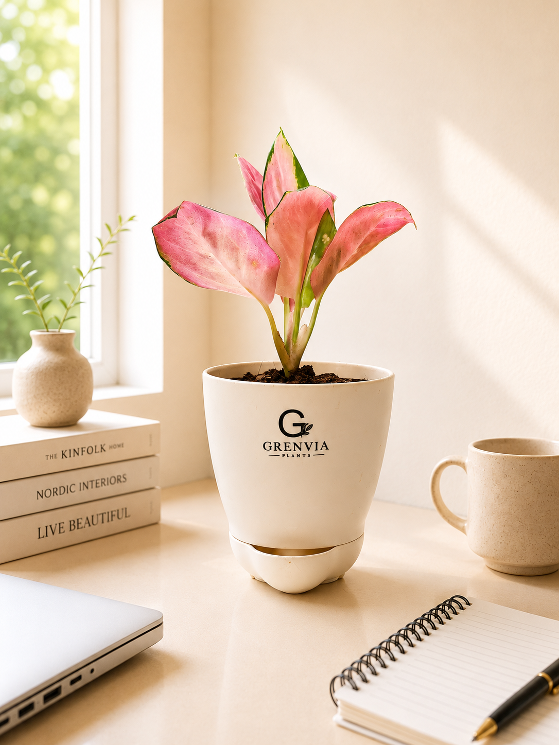 Pink Aglonema- Self Watering Planter