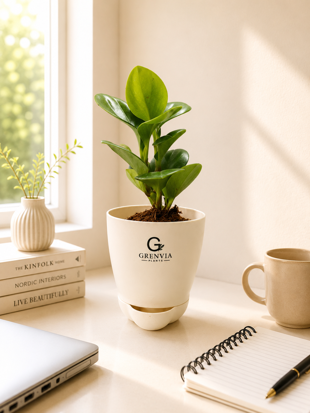 🌿 Peperomia Green Self-Watering Plant