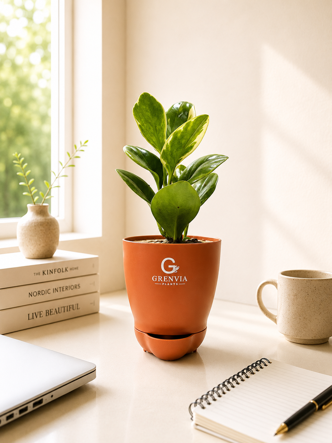 🌿 Peperomia Variegata in Grenvia  Self-Watering Plant