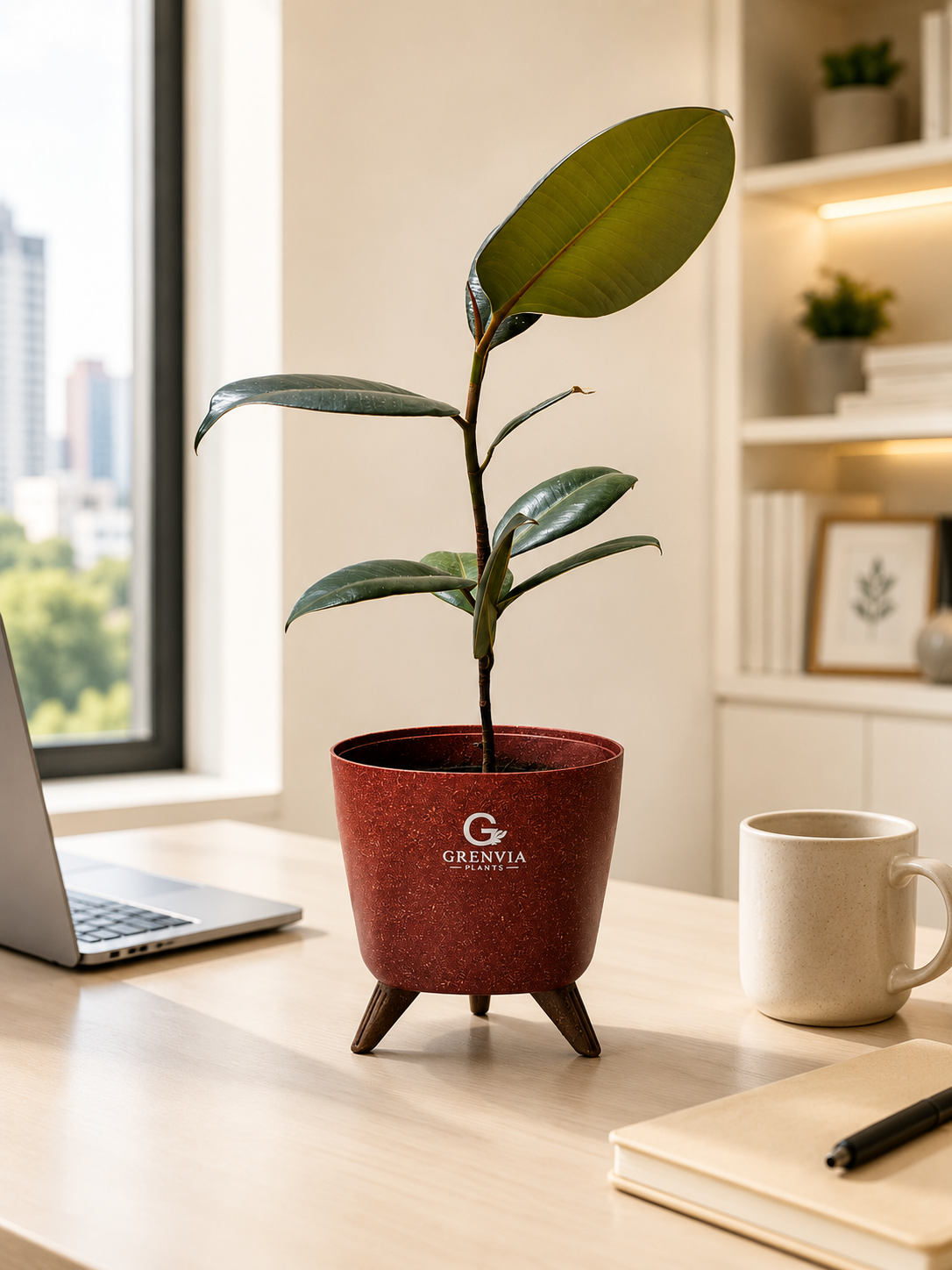 Rubber Plant-Tripod Stand Eco Planter