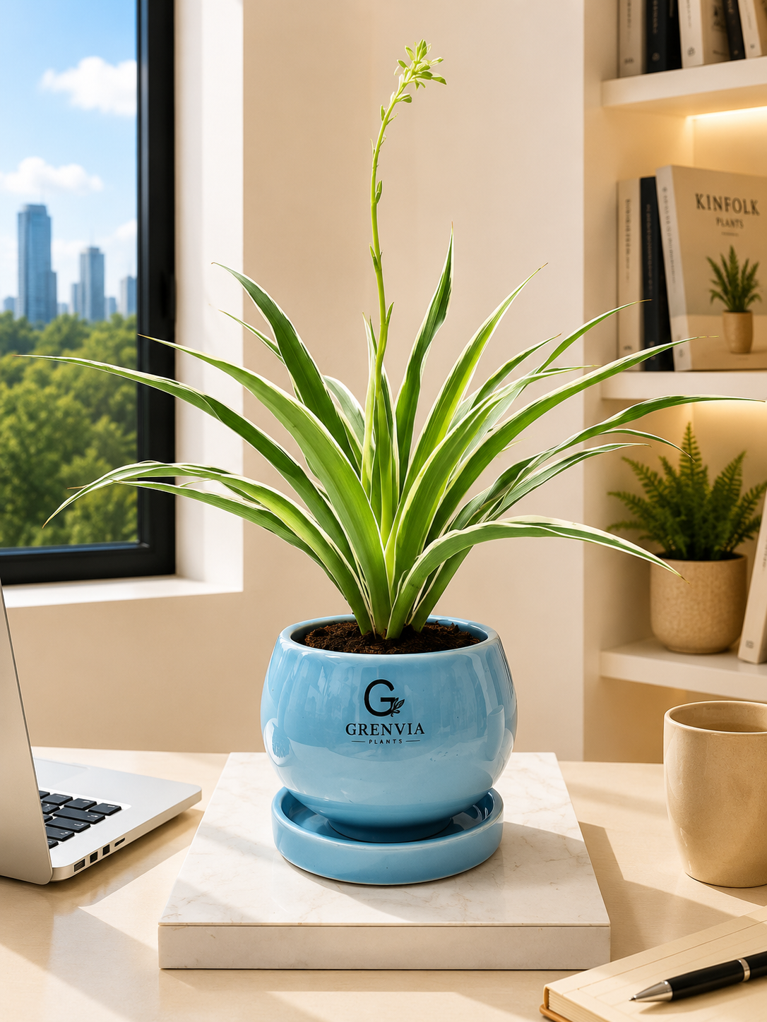 Spider Plant- Round  Ceramic Premium Planters