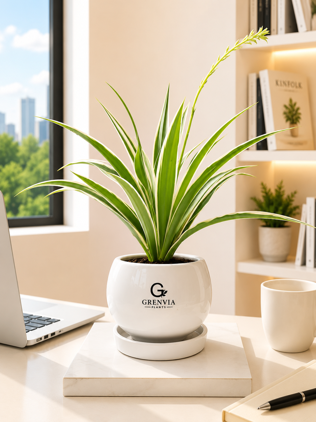 Spider Plant- Round  Ceramic Premium Planters