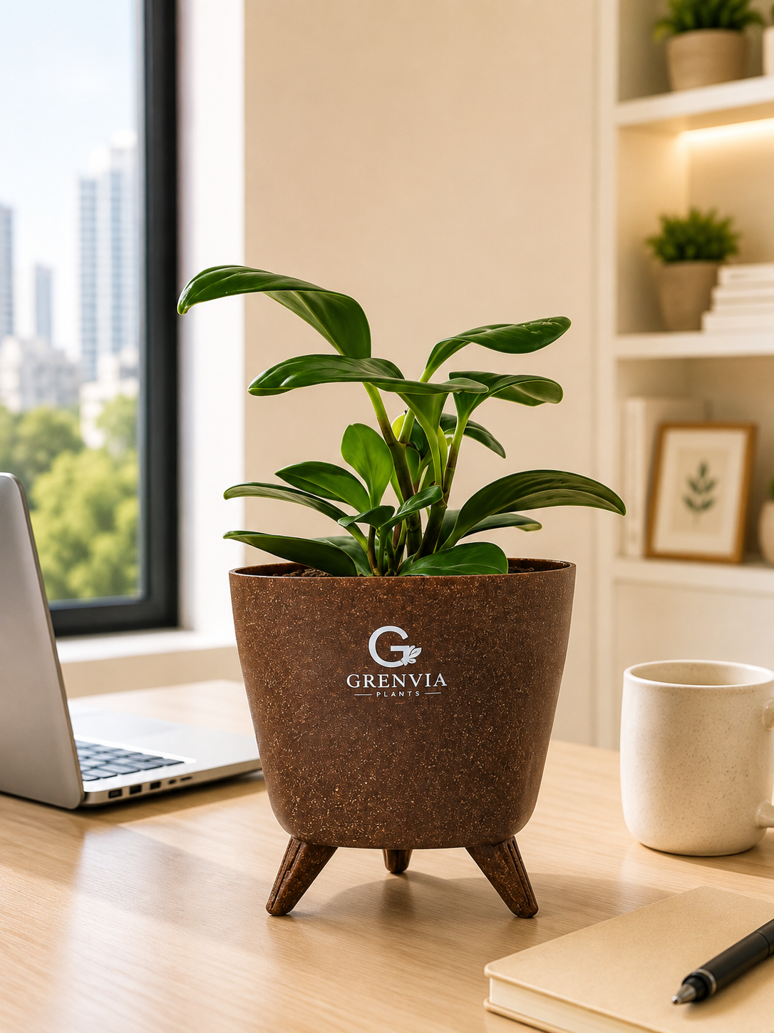 Peperomia Green-Tripod Stand Eco Planter