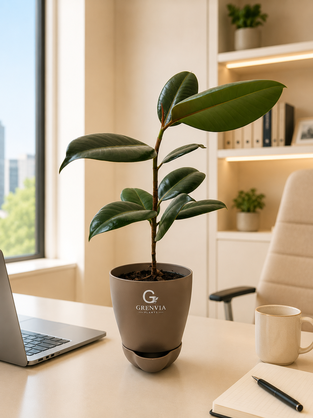 Rubber Plant- Self watering planter