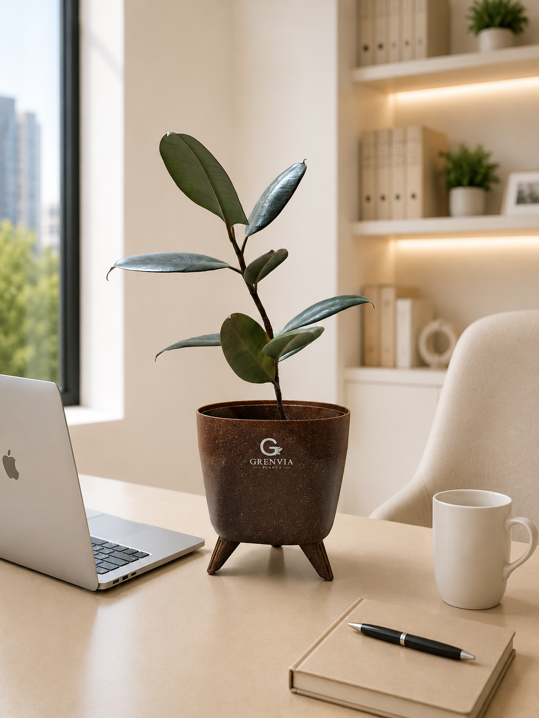 Rubber Plant-Tripod Stand Eco Planter