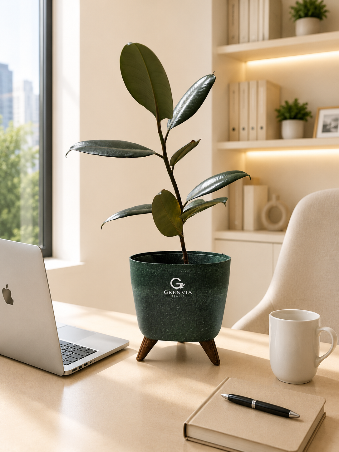 Rubber Plant-Tripod Stand Eco Planter